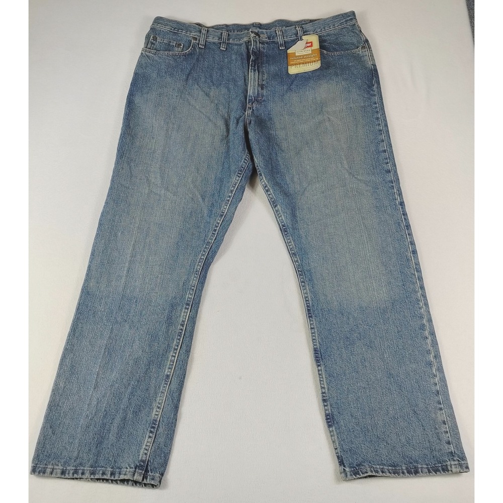 Wrangler Jeans Mens 44x32 Blue‎ Relaxed Straight Five Star Premium Denim Zip Fly